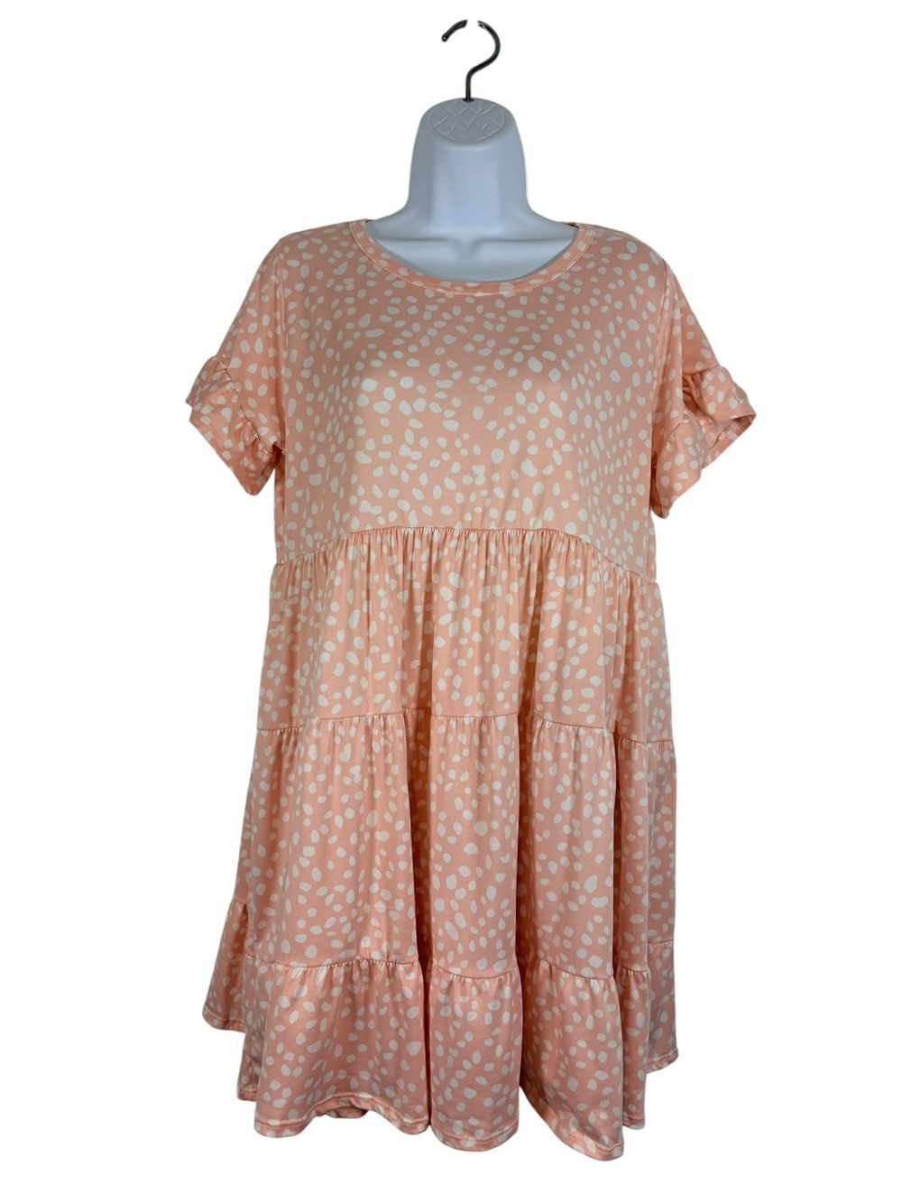 ODDY Pink Polka Dot Tiered Babydoll Dress Ruffle Sleeve Made in USA Medium